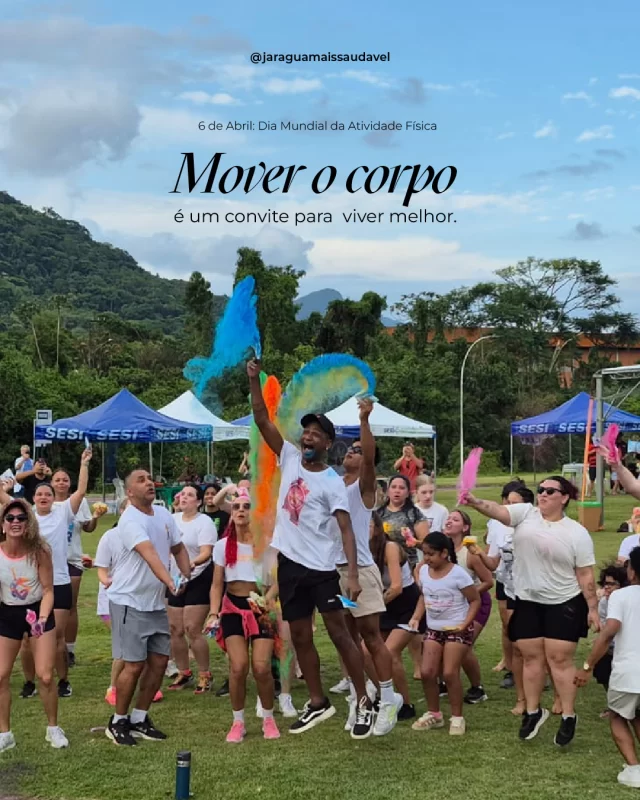 Mover o corpo é uma das formas mais simples e poderosas de cuidar da saúde. 🤸‍♂️💪A atividade física fortalece o corpo, melhora o humor, aumenta a disposição e também cria oportunidades de conexão entre as pessoas.Neste Dia Mundial da Atividade Física, e em todos os outros, é simples: encontre formas de se movimentar no seu dia a dia.Pode ser uma caminhada, uma pedalada, ou um momento de lazer com a família.Na Associação Jaraguá Mais Saudável, acreditamos que uma cidade mais saudável se constrói com pessoas que se movem mais, fazem escolhas conscientes e fortalecem seus vínculos.#JaraguáMaisSaudável #Mover #DiaMundialDaAtividadeFísica