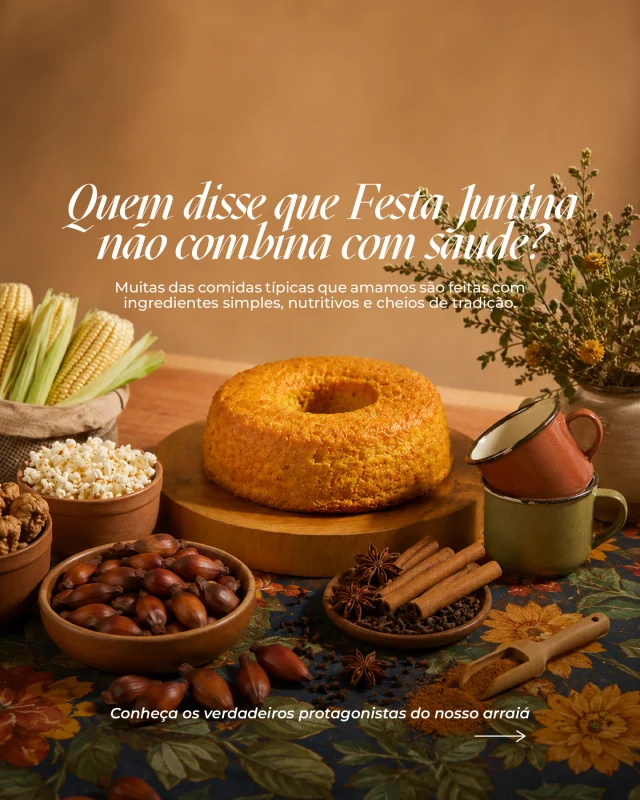 Olhar para as nossas tradições também é uma forma de cuidar da saúde.Quando chega a época das festas juninas, muita gente pensa logo nos exageros. Mas a verdade é que a origem dessa celebração está ligada à colheita, à fartura da terra e ao compartilhamento de alimentos simples e nutritivos.Milho, pinhão, amendoim e abóbora e são alguns dos protagonistas dessa época. Ingredientes que fazem parte da nossa cultura e que carregam sabor, história e nutrientes importantes para o nosso dia a dia.Mais do que buscar restrições, o convite é valorizar a comida de verdade, os preparos caseiros e os momentos compartilhados ao redor da mesa.Acreditamos que uma alimentação saudável vai além dos nutrientes. Ela também está nas memórias que construímos, nas tradições que preservamos e nas conexões que fortalecemos com quem está ao nosso lado.#JaraguáMaisSaudável #ComerMoverPertencer