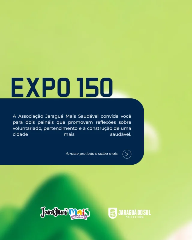 Durante a Expo 150 Anos, a Associação Jaraguá Mais Saudável promove dois encontros para debater temas essenciais para o futuro de Jaraguá do Sul.🕚 11h | Voluntariado como vetor de desenvolvimento comunitário
Um painel sobre o impacto do voluntariado, reunindo representantes de entidades sociais e da área da saúde para compartilhar experiências, resultados e inspirar novas gerações a fortalecerem esse legado.🕑 14h | Construindo uma Jaraguá Mais Saudável: legado, pertencimento e futuro
Um momento de diálogo sobre iniciativas que promovem qualidade de vida, pertencimento e o desenvolvimento sustentável da nossa cidade.📅 02 de julho (quinta-feira)
📍 Parque Municipal de EventosParticipe, troque experiências e faça parte dessa construção coletiva.🔗 Inscrições:
11h – https://www.sympla.com.br/evento/voluntariado-como-vetor-de-desenvolvimento-comunitario/3452166?share_id=whatsapp14h – https://www.sympla.com.br/evento/construindo-uma-jaragua-mais-saudavel-legado-pertencimento-e-futuro/3452189#JaraguáMaisSaudável #ComerMoverPertencer